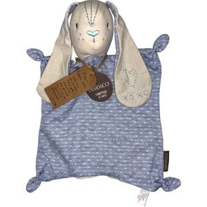 Demdaco Knot Bunny Blue Rattle Baby Security Blanket Lovey Linen Blankie NWT